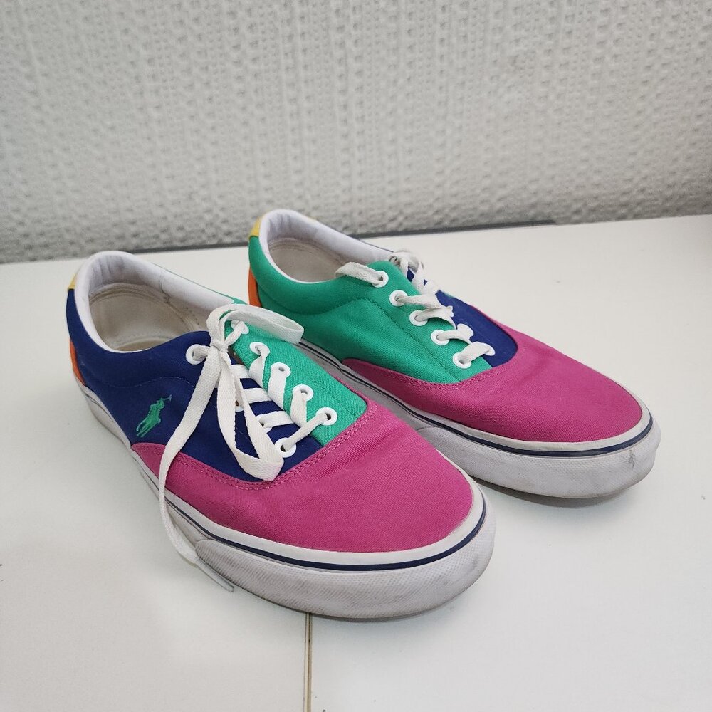 Polo Ralph Lauren Men's Keaton 90s Color-Block Sneaker Shoe Size 9.5